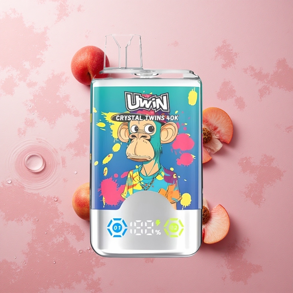 Uwin Crystal Twins 40000 Puffs Blueberry On Ice Summer Peach Ice 2 Flavors 32ml