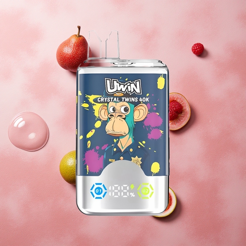 Uwin Crystal Twins 40000 Puffs Dual Flavor Kiwi Passion Fruit Guava Blueberry Raspberry