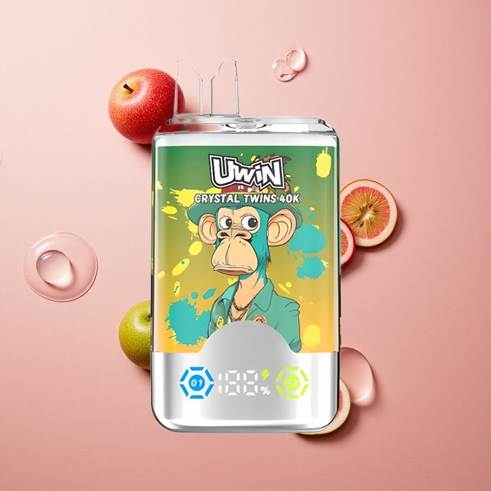 Uwin Crystal Twins 40000 Puffs Kiwi Passion Fruit Guava Two Apple Mesh Rechargeable