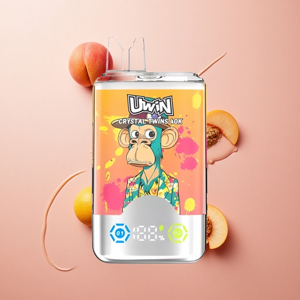 Uwin Crystal Twins 40000 Puffs Peach Mango Pineapple Red Bull Dual Flavor Rechargeable