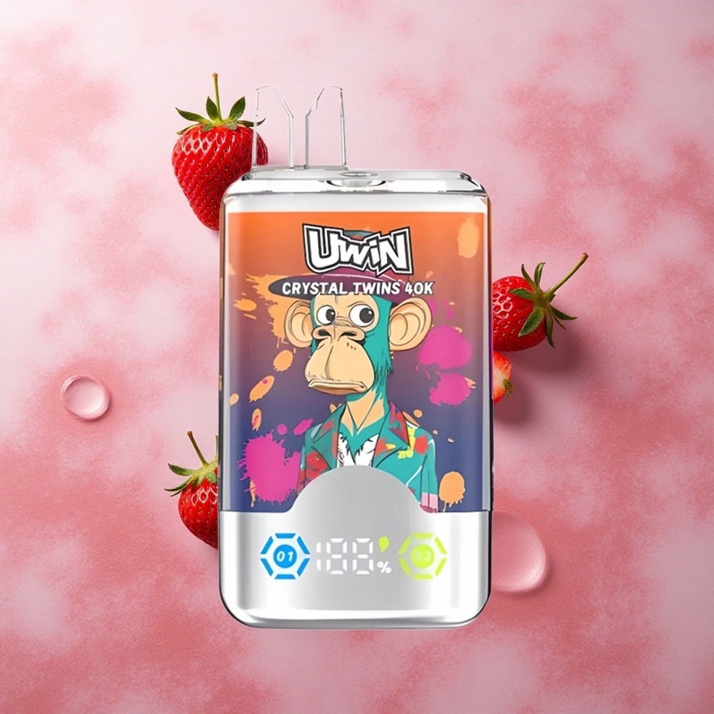 Uwin Crystal Twins 40000 Puffs Strawberry Raspberry Cherry Mr Blue 32ml Type-C