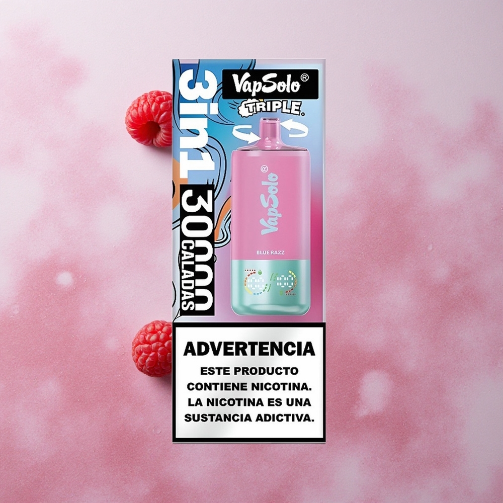 VapSolo Triple 30000 Puffs 40ml Blue Razz Type-C
