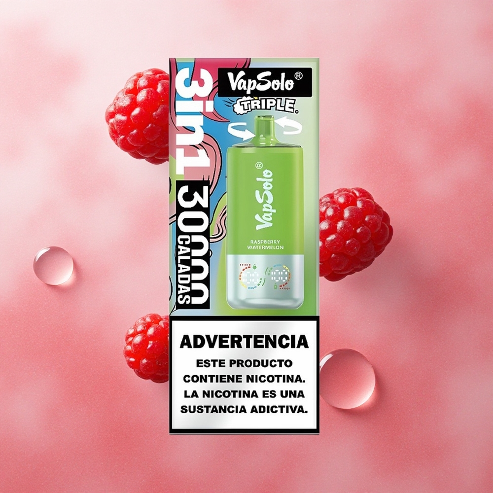 VapSolo Triple 30000 Puffs 40ml Raspberry Watermelon