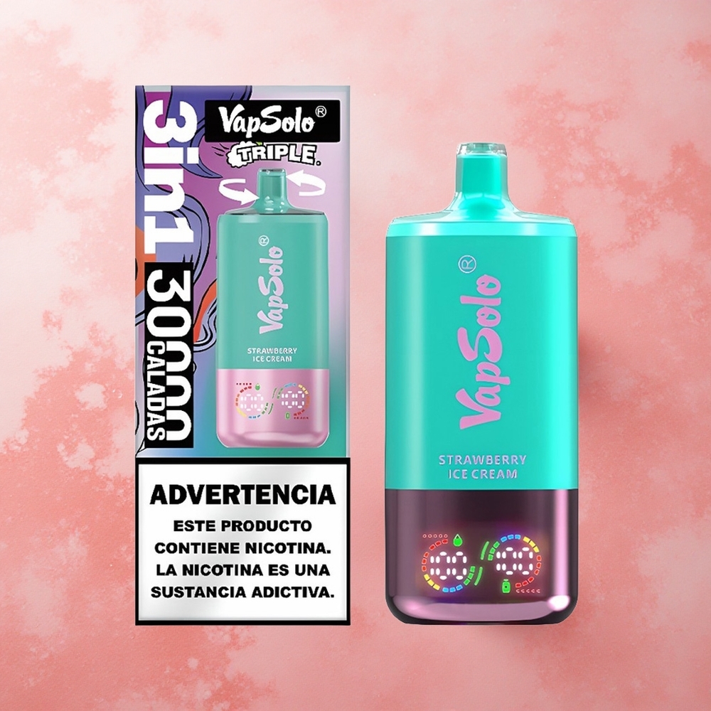 VapSolo Triple 30000 Puffs 40ml Strawberry Ice Cream Type-C
