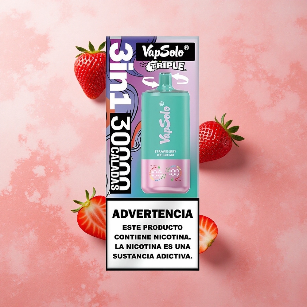 VapSolo Triple 30000 Puffs 40ml Strawberry Ice Cream Type-C
