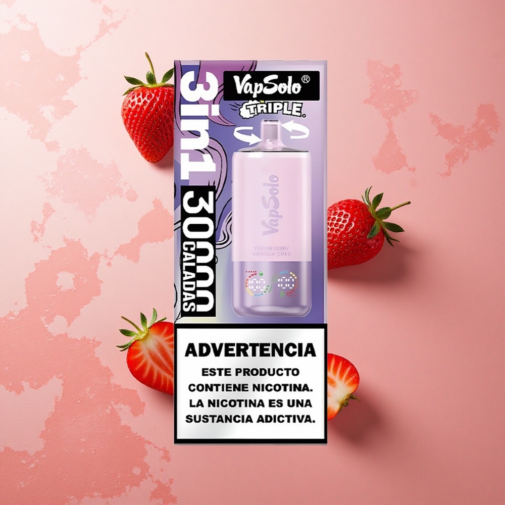 VapSolo Triple 30000 Puffs Strawberry Vanilla Coke 40ml Type-C