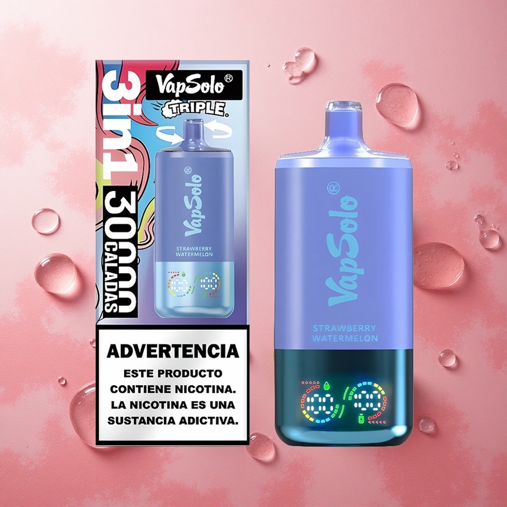 VapSolo Triple 30000 Puffs Strawberry Watermelon Blueberry Ice Type-C