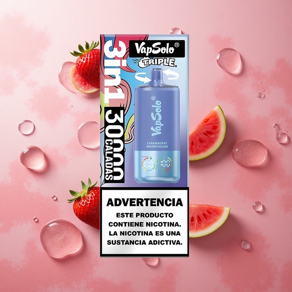 VapSolo Triple 30000 Puffs Strawberry Watermelon Blueberry Ice Type-C