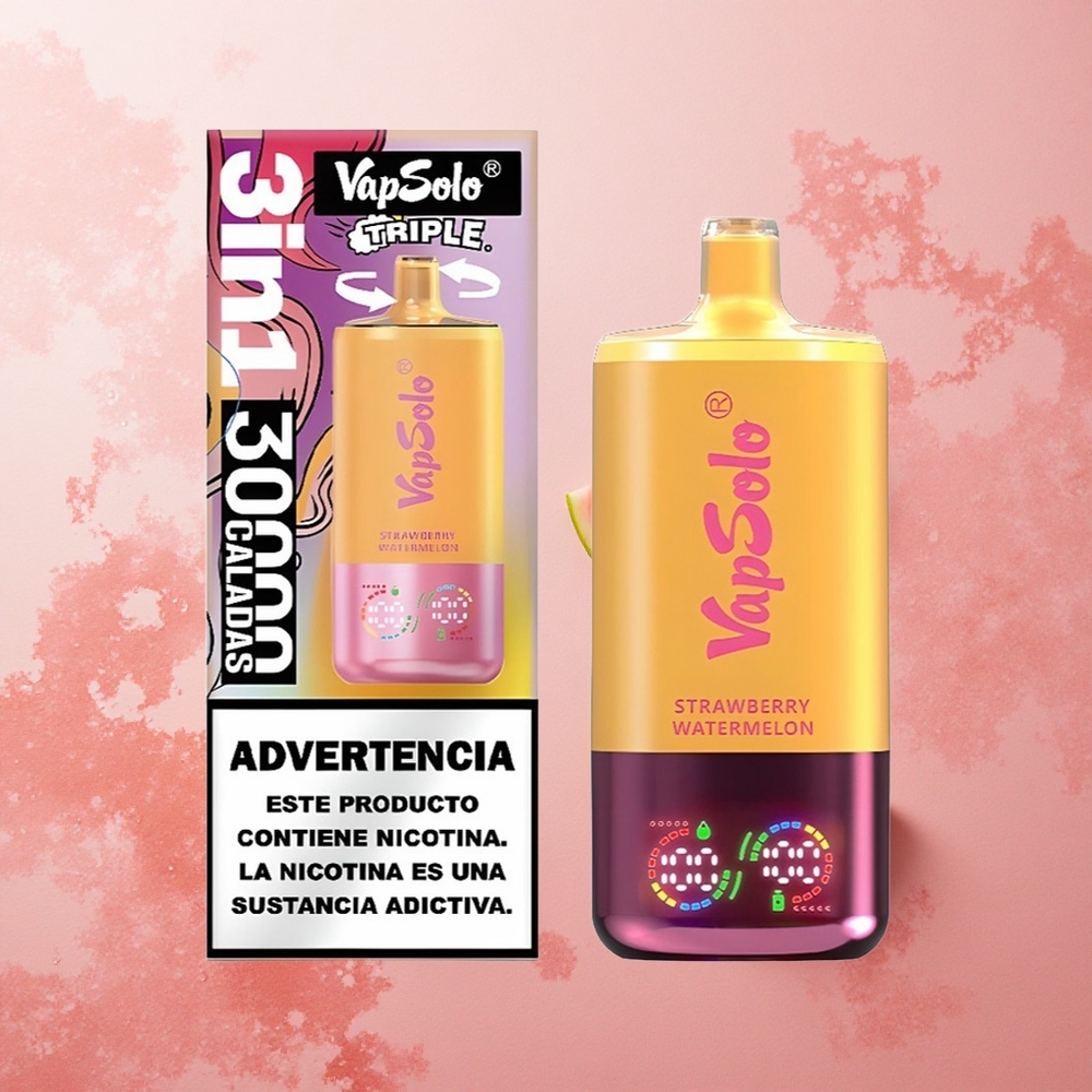 Vapsolo Triple 30000 Puffs Strawberry Watermelon Lemon Peach Type-C