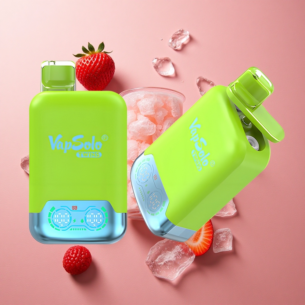 Vapsolo Twins 20000 Puffs Strawberry Kiwi Raspberry Cherry Ice Type-C Dual Tank