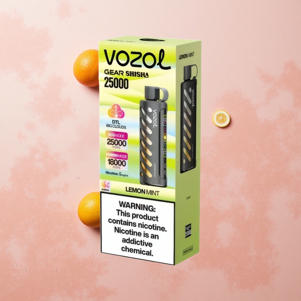 VOZOL Gear Shisha 25000 Puffs Lemon Mint Dual Mesh S.i.L.C Tech
