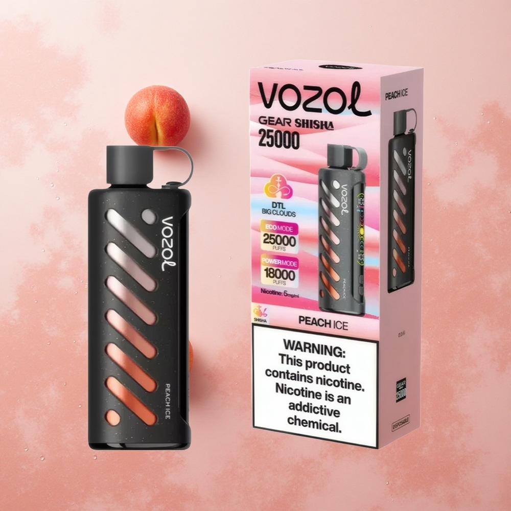 VOZOL Gear Shisha 25000 Puffs Peach Ice Dual Mesh S.i.L.C Tech