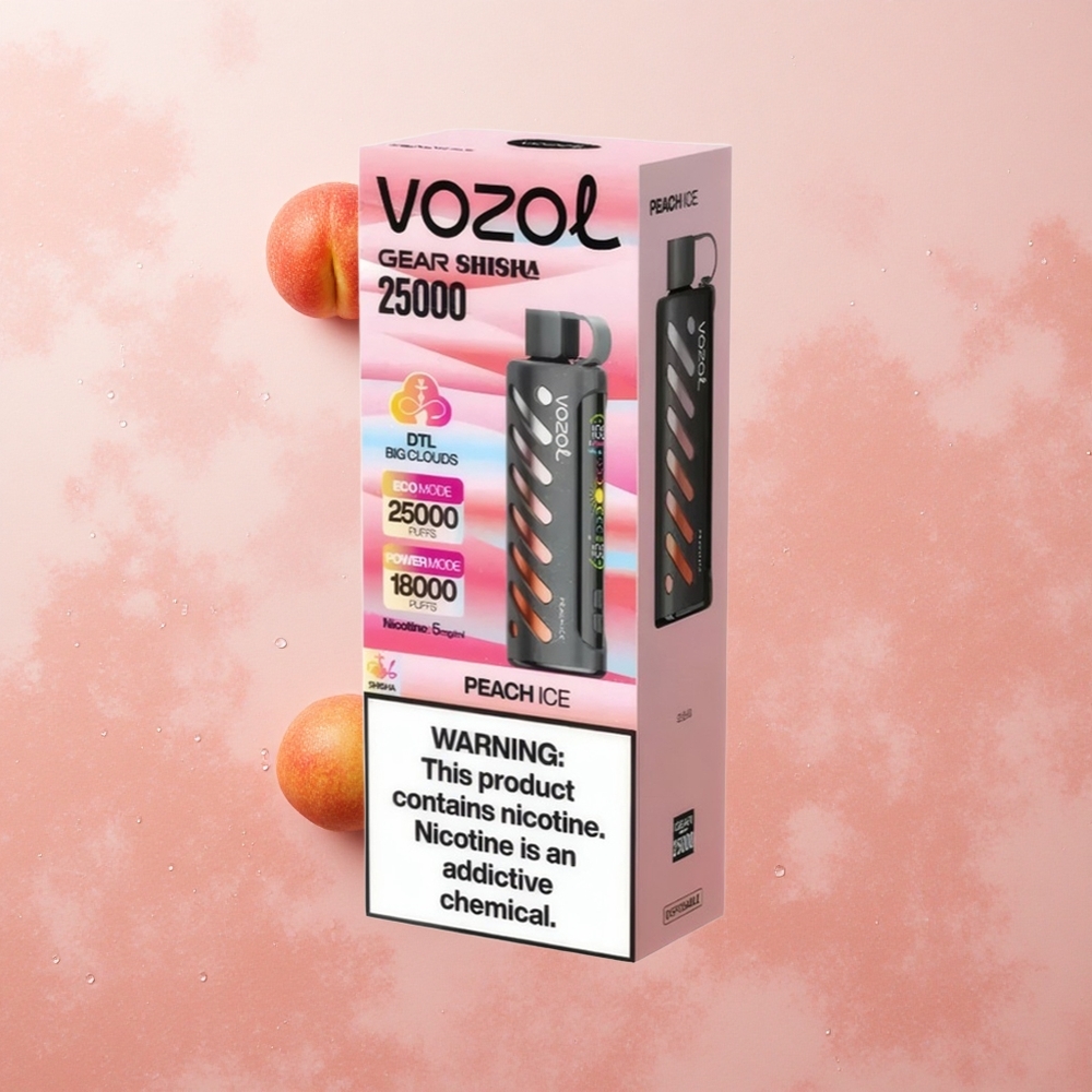 VOZOL Gear Shisha 25000 Puffs Peach Ice Dual Mesh S.i.L.C Tech