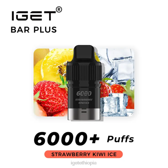 Nicotine Free IGET Vape Sale Bar Plus Pod 6000 Puffs B2066376 Strawberry Kiwi Ice