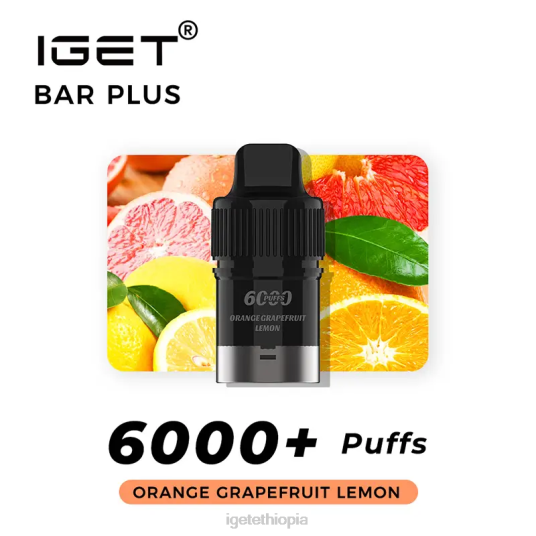Nicotine Free IGET Vape Flavours Bar Plus Pod 6000 Puffs B2066380 Orange Grapefruit Lemon