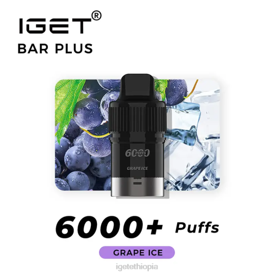 Nicotine Free Online IGET Vapes Bar Plus Pod 6000 Puffs B2066382 Grape Ice