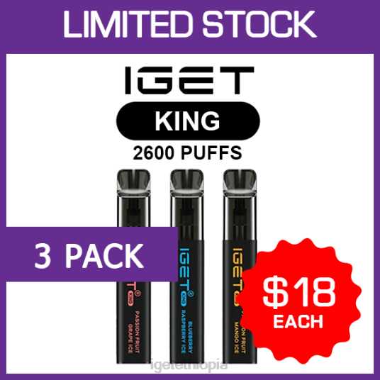 IGET Wholesale KING - 2600 PUFFS - 3 PACK B2066476