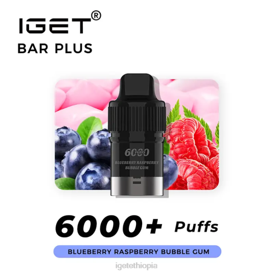 Online IGET Vapes Bar Plus Pod 6000 Puffs B2066252 Blueberry Raspberry Bubble Gum